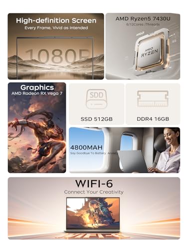 ACEMAGIC 2025 Ordinateur Portable Gaming 15,6" avec Ryzen 5 7430U et 512Go SSD Battements d'I7-11800H | PC Portable pour