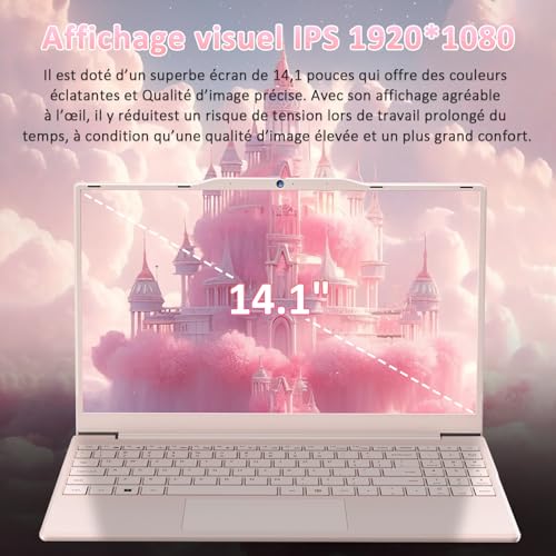 Pryloxen Ordinateur Portable 14,1" Ultra-Léger | 32 Go RAM + 1 To SSD | WiFi Double Bande + Bluetooth | Processeur N5095