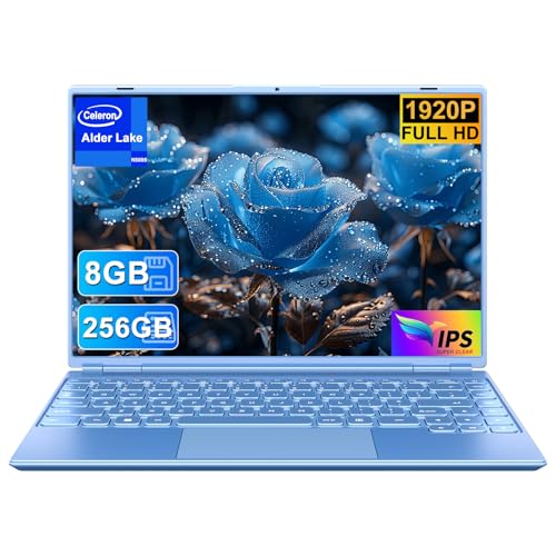 NOTODD Ordinateur Portable 14'' 4 cœurs Celeron N5095 + WiFi 5G + 1920x1200 + AZERTY Clavier Couverture-Bleu