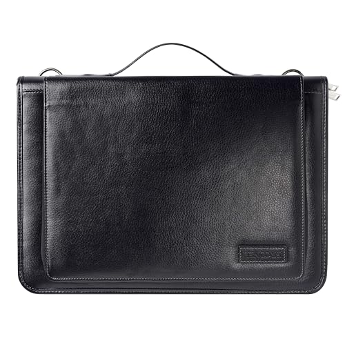 Broonel Sacoche en Cuir pour Ordinateur Portable 14" Noir, Sac à Dos de Travail Ultra-Léger avec Poignée Ergonomique, Ta