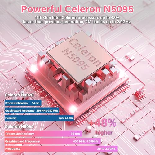 PC Portable Celeron N5095 14 Pouces 8GB+256GB Étendable à 1TB 1920x1200 HD Type-C HDMI Clavier AZERTY Win11 Laptop Gewer