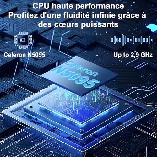 PC Gamer Portable avec Processeur Celeron N5095 4 Coeurs 8+256GB SSD Étendable à 1TB pour Jeux Vidéo 14" Full HD 1920x12