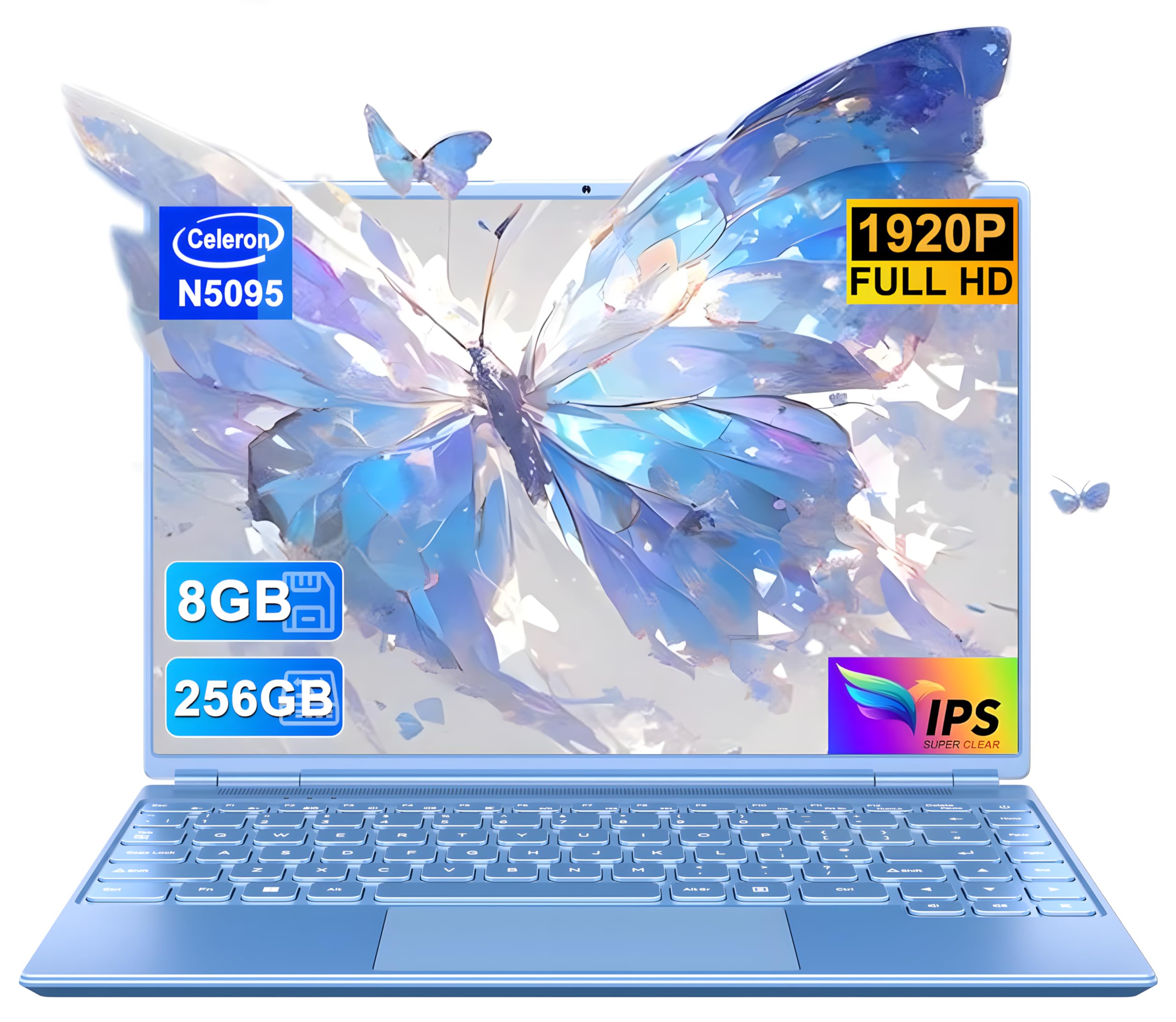 PC Gamer Portable avec Processeur Celeron N5095 4 Coeurs 8+256GB SSD Étendable à 1TB pour Jeux Vidéo 14" Full HD 1920x12